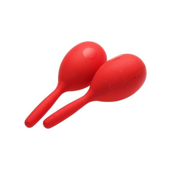 PAR DE MARACAS PLASTICAS ROJAS.