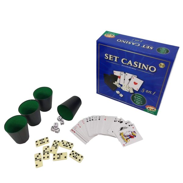 SET CASINO 3 EN 1 (JUEGO 4 CACHOS - DOMINO -2 JUEGOS DE NAIPES)